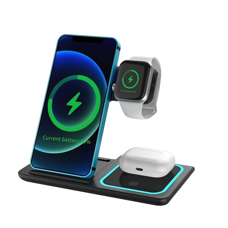 Wireless Charger,Foldable 3 in 1 Wireless Charger Stand for Apple Watch,Airpods Pro/3/2,Fast Wireless Charging Station